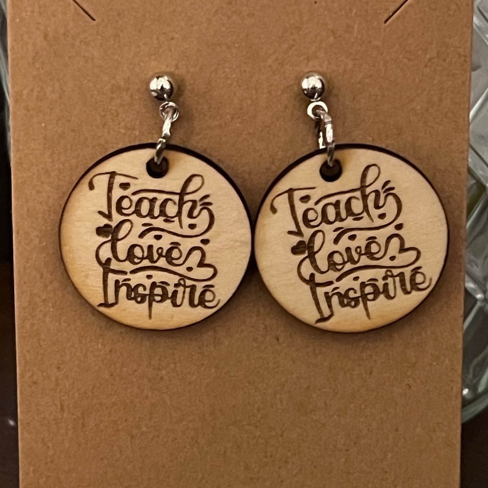 Wood burned teacher appreciation earrings
